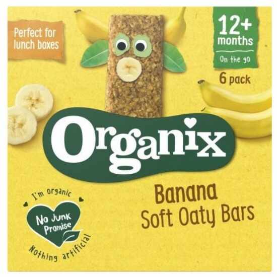 Batoane din cereale cu ovaz integral si banane Goodies, +12 luni, eco-bio, 6buc - Organix
