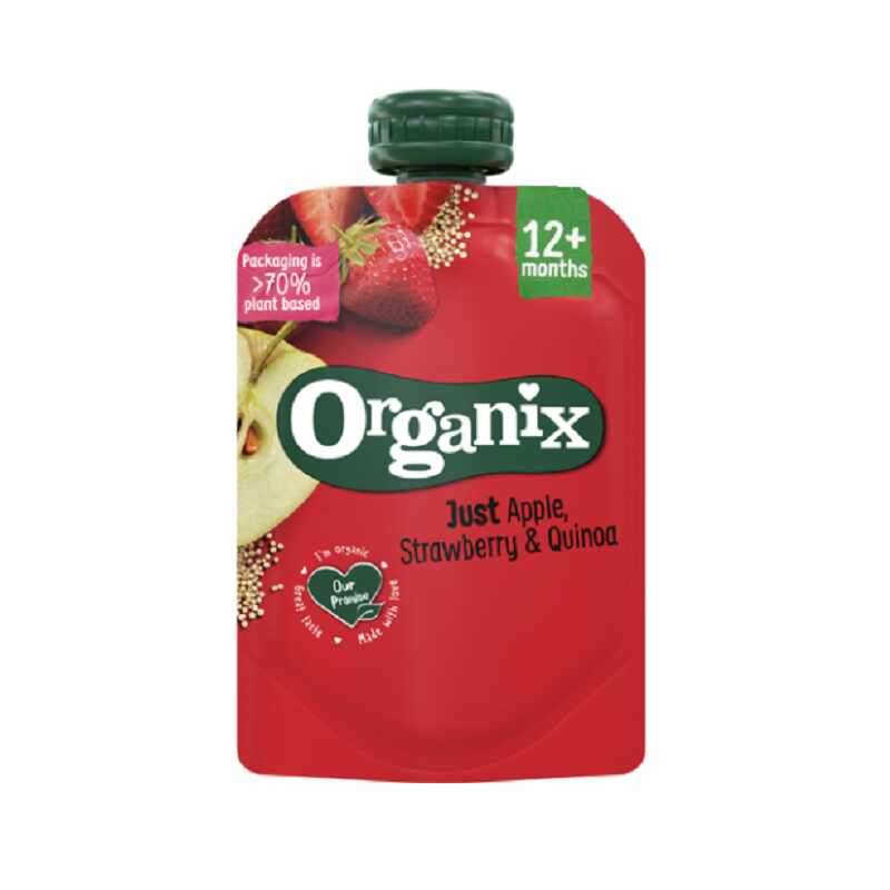 Piure de mere, capsuni si quinoa, +12 luni, eco-bio, 100g - Organix