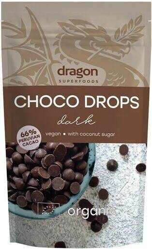 Choco drops Dark ciocolata neagra, eco-bio, 200g - Dragon Superfoods