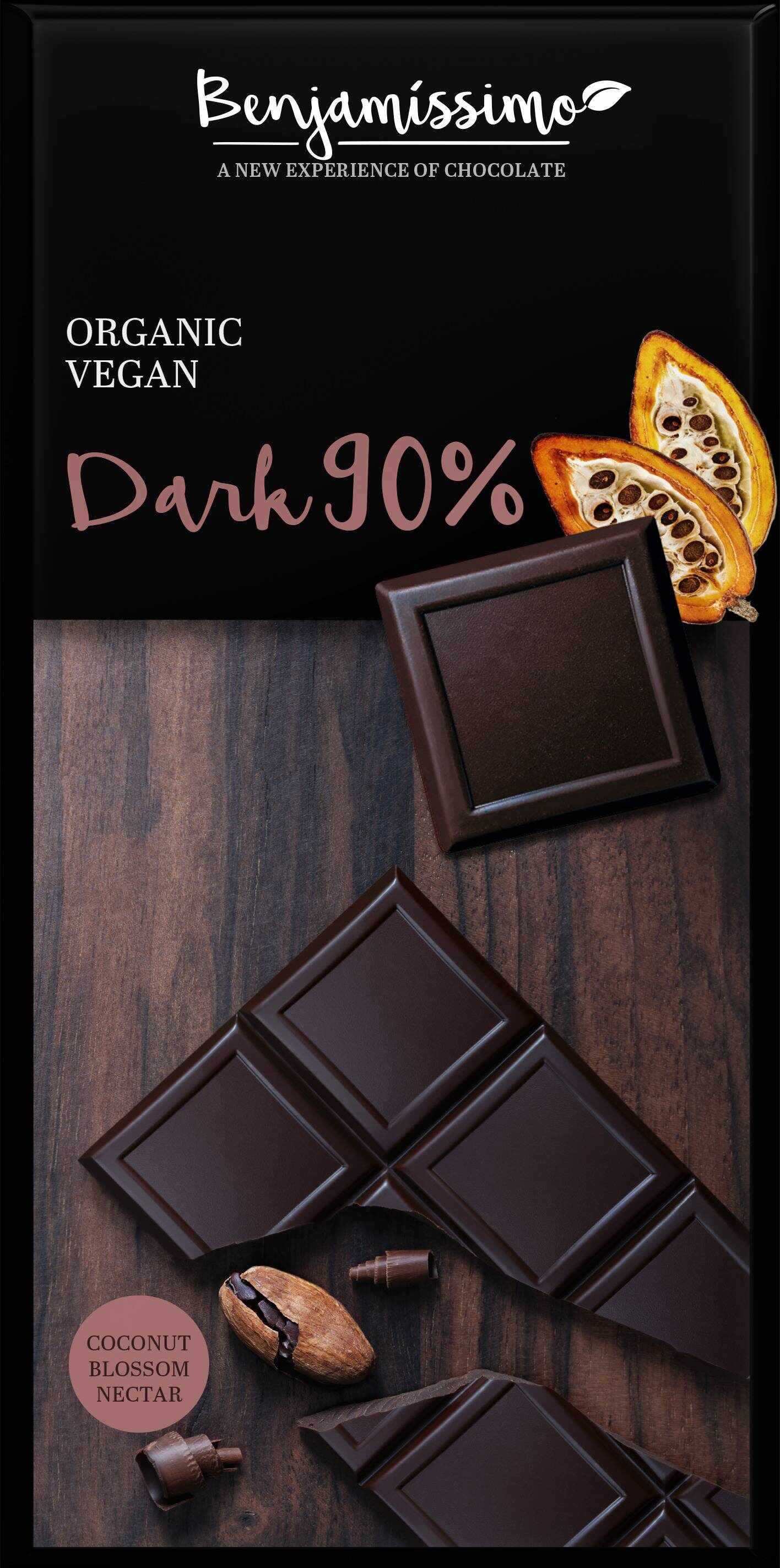 Ciocolata neagra 90%, eco-bio, 70g - Benjamissimo
