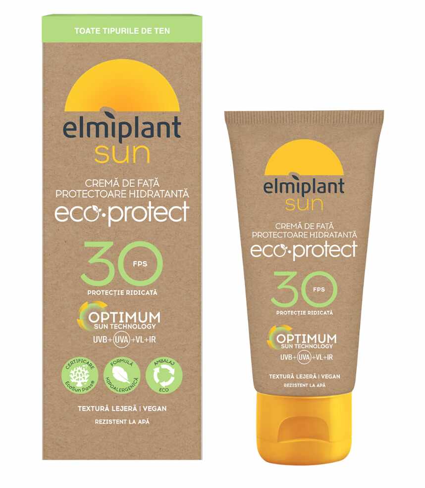 Crema de fata cu protectie solara Sun Face Cream Eco, SPF 30, 50ml - Elmiplant