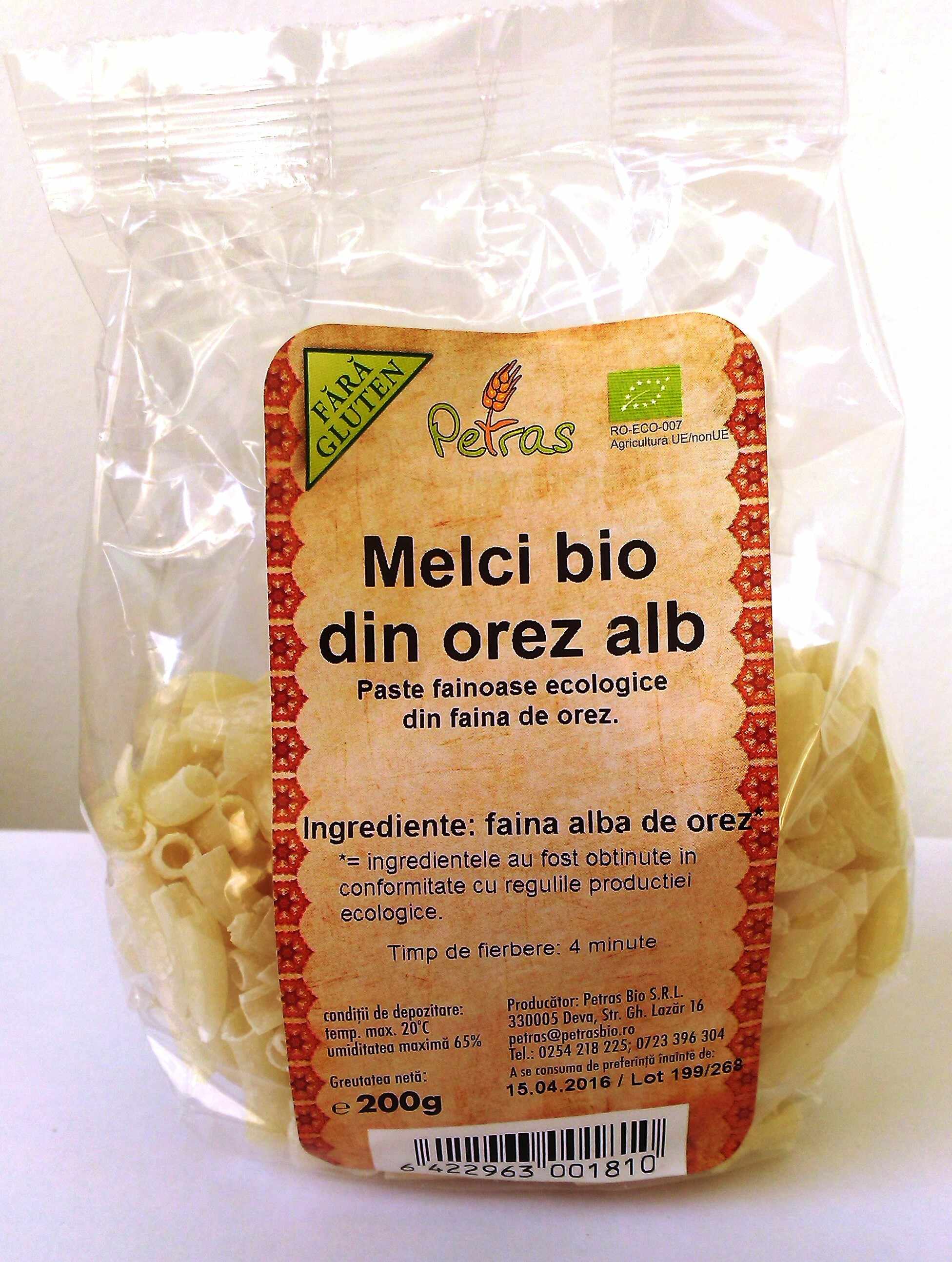 Melci din orez alb ECO-BIO fara gluten 200g - Petras