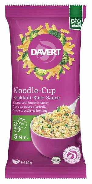 Noodle cup cu branza si broccoli, eco-bio, 64g - Davert