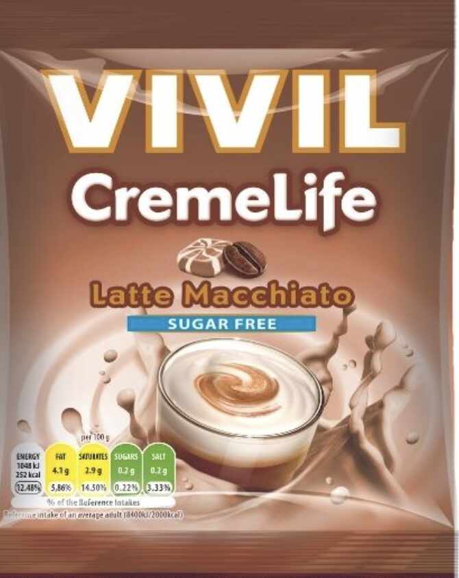 Bomboane cu aroma de Latte Macchiato fara zaharuri Creme Life Classic, 60g - Vivil