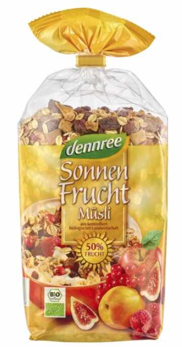 Musli bio cu 50% continut de fructe, 500g - Dennree