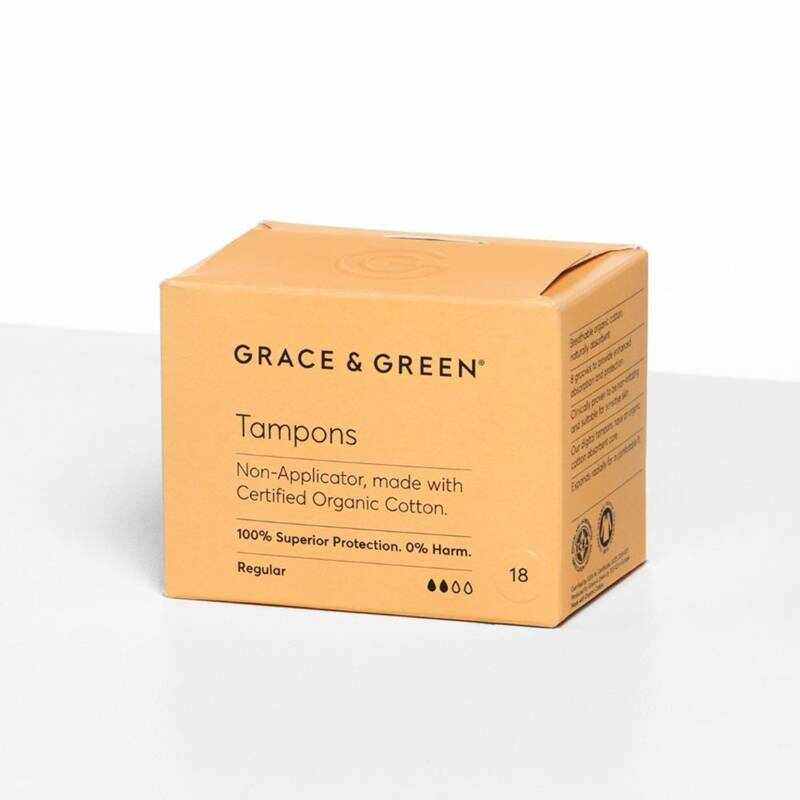 Tampoane din bumbac organic 100% Normal, 18buc - Grace and Green