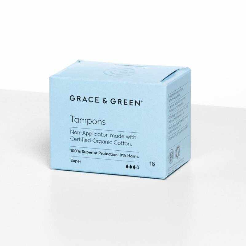 Tampoane din bumbac organic 100% Super, 18buc - Grace and Green