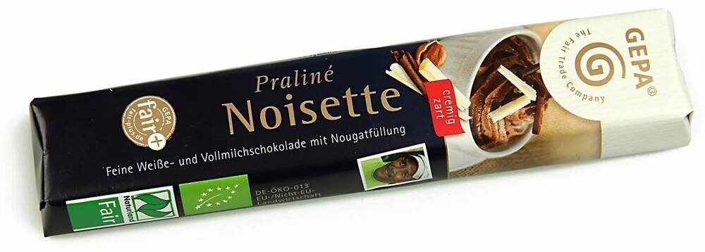 Baton de ciocolata Praline Noisette, eco-bio si fairtrade, 37,5 g GEPA
