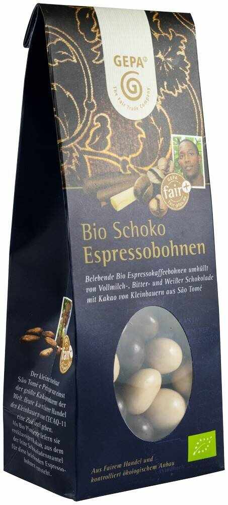 Boabe de expresso glazurate în 3 feluri de ciocolata, eco-bio, 100 g, Fairtrade - GEPA