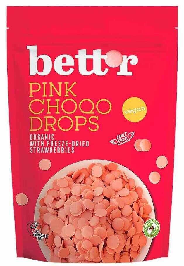 Choco drops roz - fulgi de ciocolata roz, eco-bio 200g, Bettr