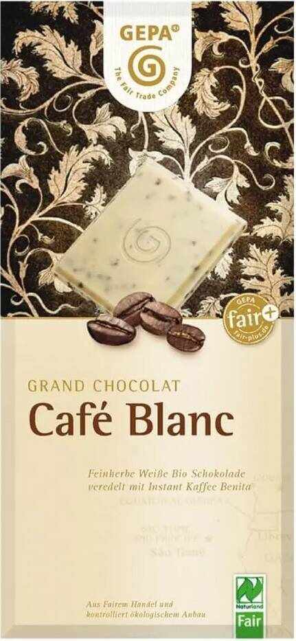 Ciocolata alba cu cafea Cafe Blanc, Eco-Bio, 100 g, Fairtrade - Gepa