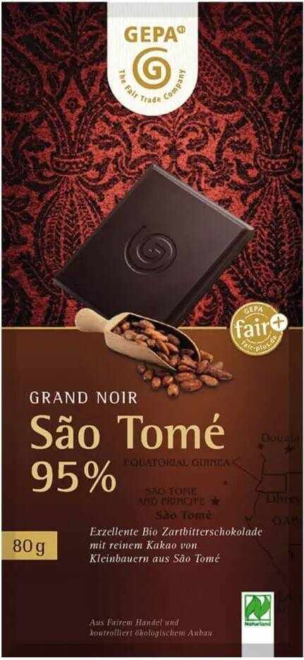 Ciocolata amaruie cu 95% cacao - Sao Tome, 80 g, Fairtrade - Gepa
