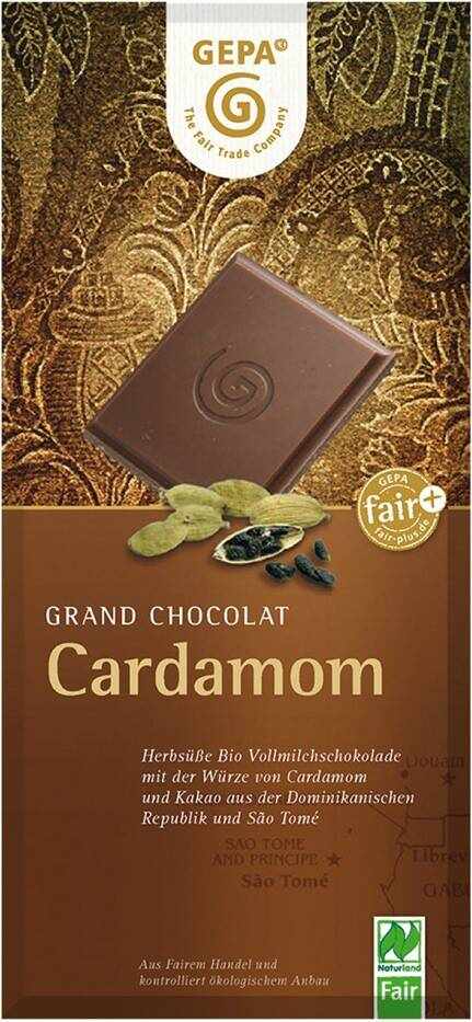 Ciocolata cu lapte si cardamon, eco-bio, 100 g, Fairtrade - Gepa