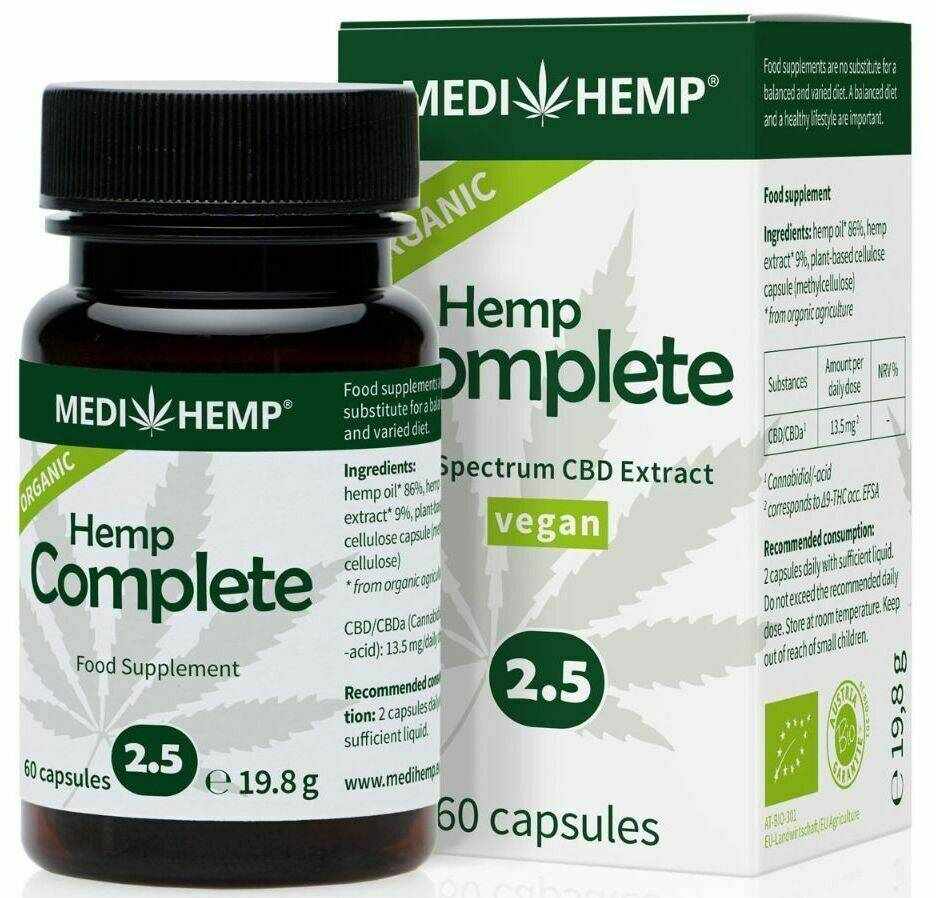 Hemp Complete Capsule cu CBD 2,5% eco-bio, 60cps, Medihemp