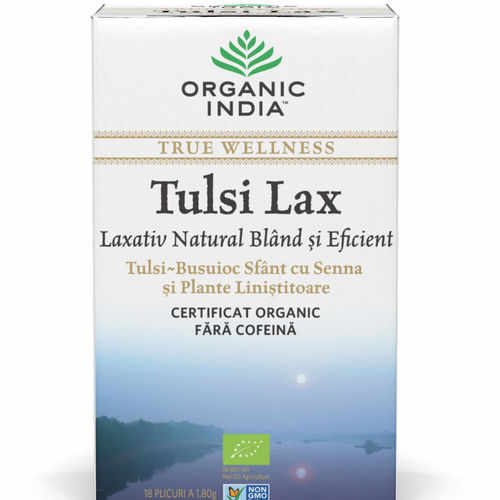 Ceai Tulsi Lax, Laxativ Natural Blând și Eficient 18pl ECO| Organic India