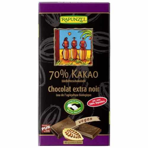 Ciocolată amăruie 70% cacao ECO, VEGANĂ, 80g | Rapunzel