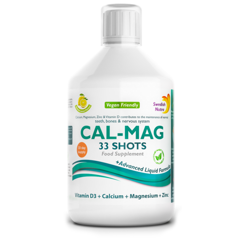 CAL-MAG – Calciu + Magneziu + Zinc + Vitamina D3 + Vitamina C – Produs Vegan, 500 ml | Swedish Nutra