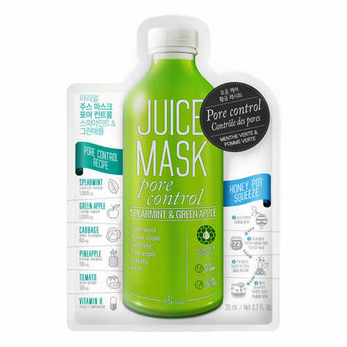Mască Șervețel Juice Mask Mentă și Măr Verde, Controlul Porilor - Exfoliere și Controlul Sebumului, 20g | Ariul