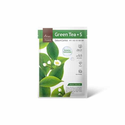 Mască 7Days PLUS Ceai Verde + S (Acid salicilic cu betaină), Control sebum, 23g | Ariul