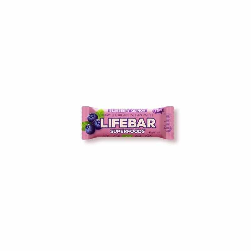 Lifebar Plus baton cu afine si quinoa raw bio 47g