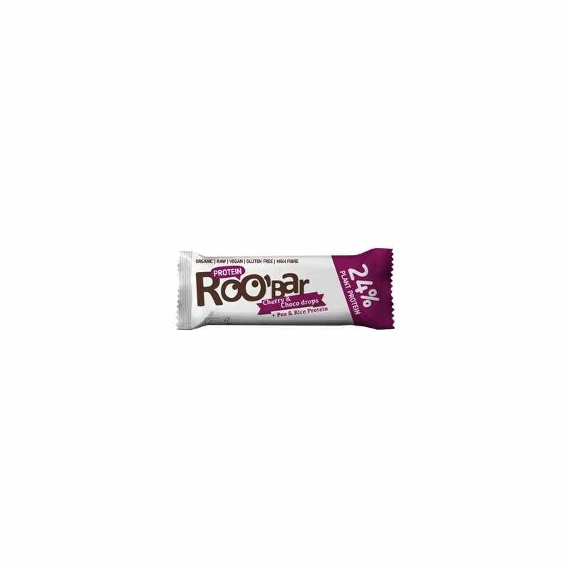 Baton proteic cirese ciocolata raw bio 40g Roobar