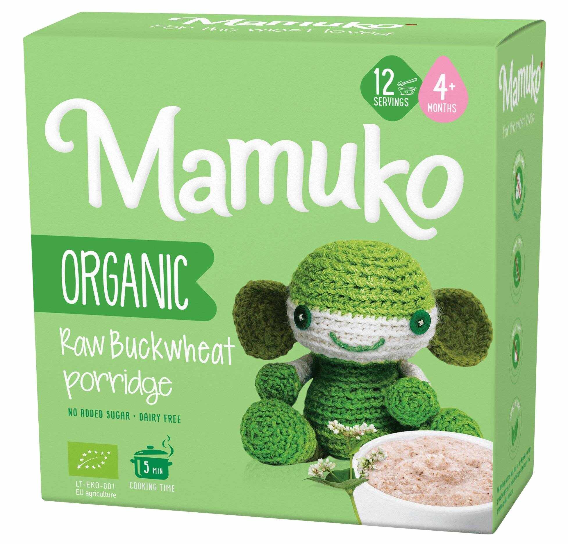 Porridge din hrisca raw, eco-bio, 4+ luni, 200g Mamuko