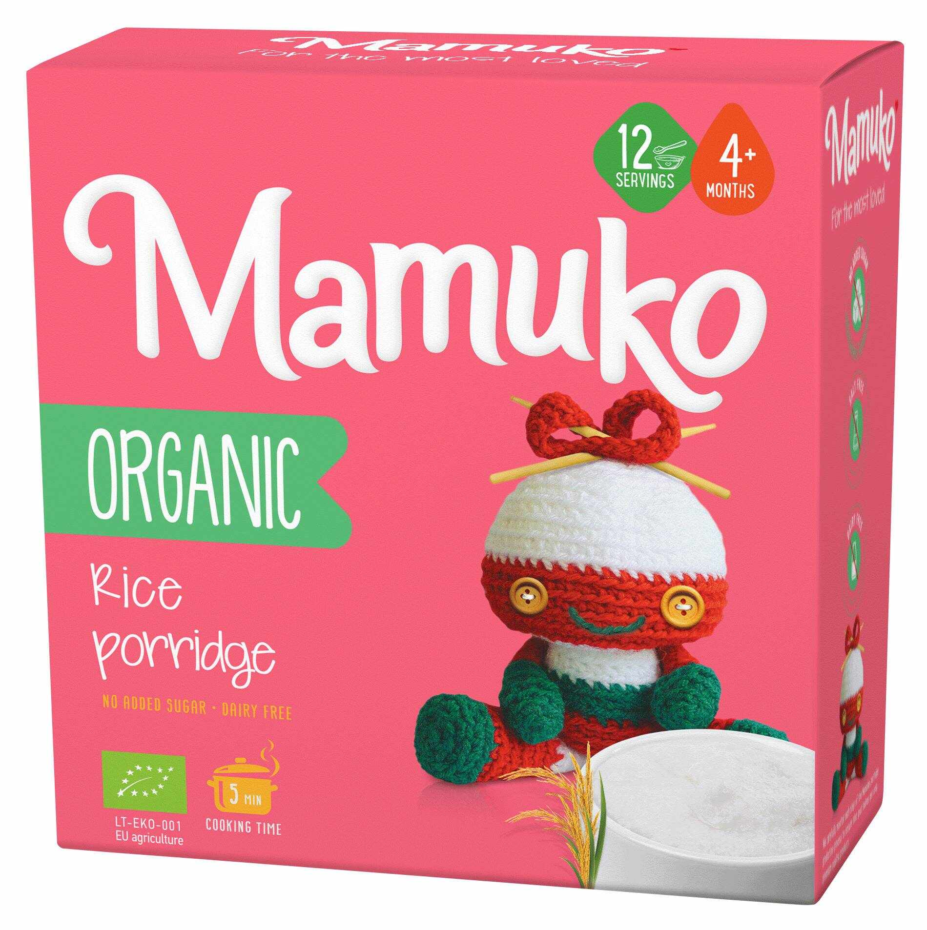 Porridge din orez eco-bio, 4+ luni, 200g Mamuko