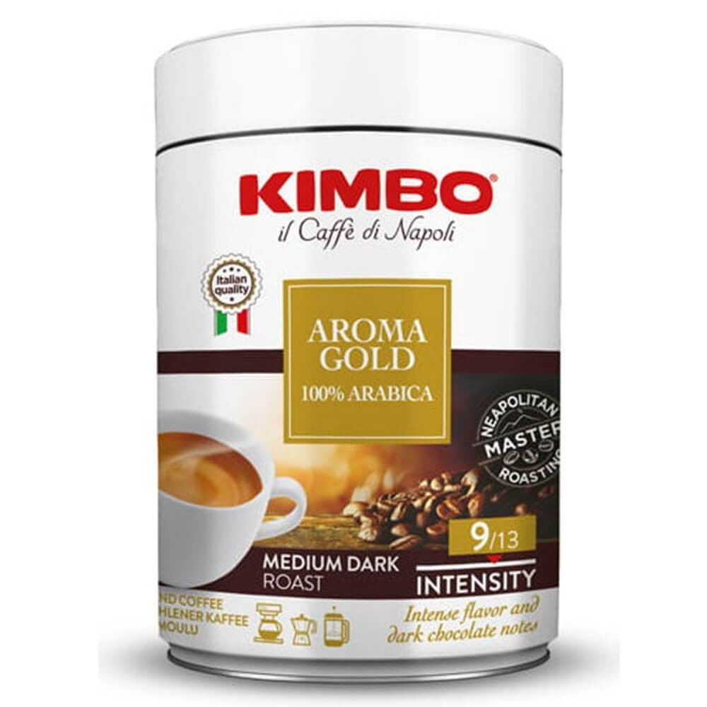 Kimbo Aroma Gold cafea macinata cutie metalica 250g