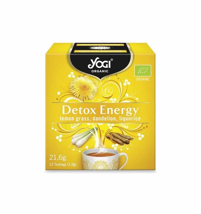 Ceai bio detoxifiant cu lemongrass, papadie si lemn dulce, 12 plicuri 21,6g, yogi tea