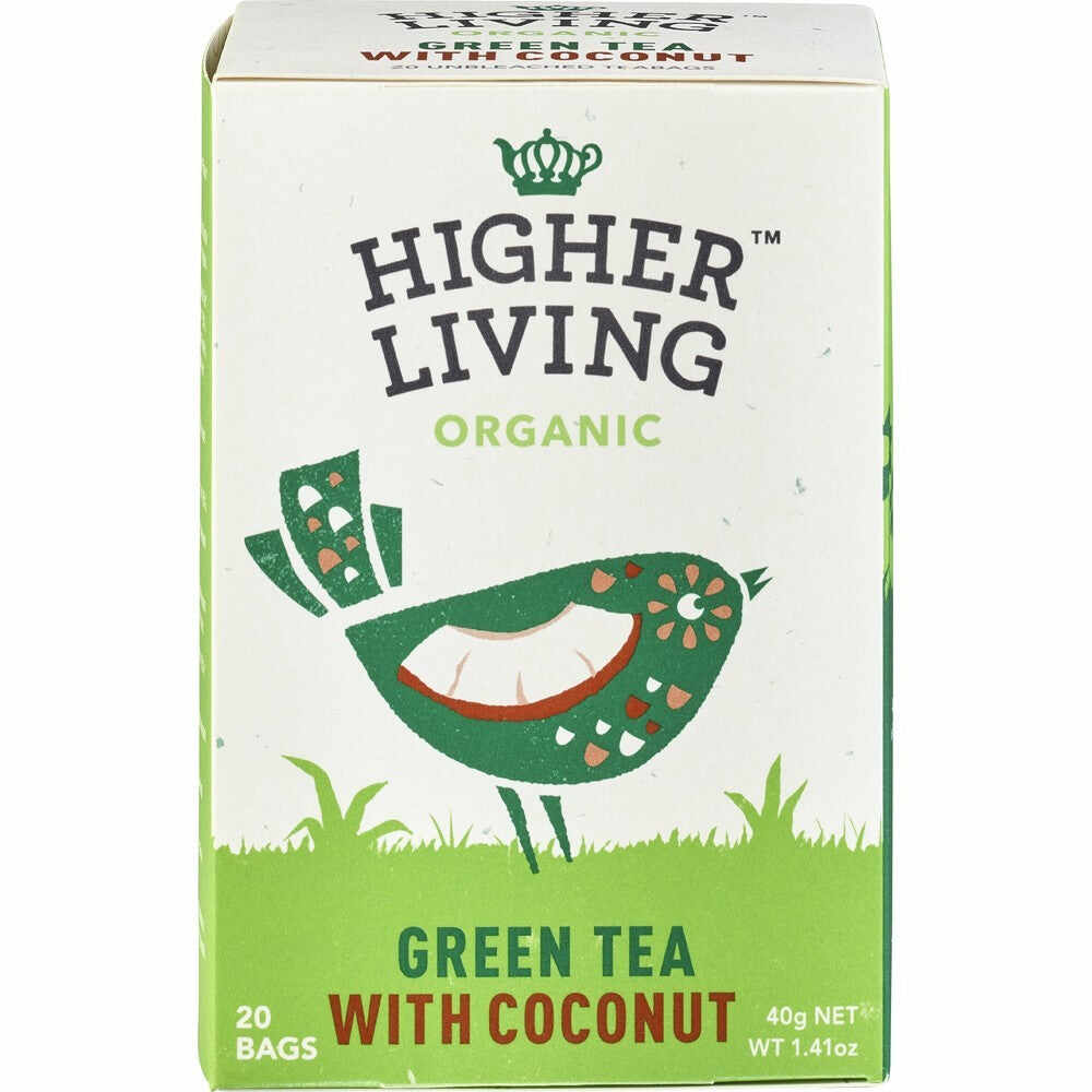 Ceai verde cocos, eco, 20 plicuri, higher living