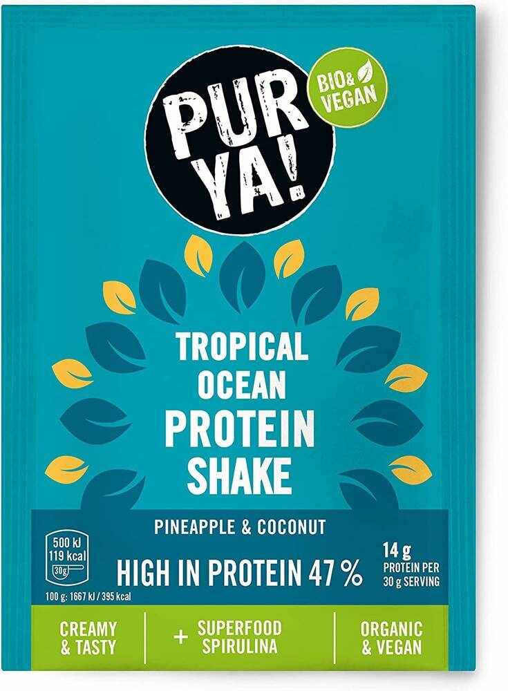 Pulbere bio pentru shake proteic cu ananas si nuca de cocos, 47% proteina Eco-Bio 30g Pur Ya