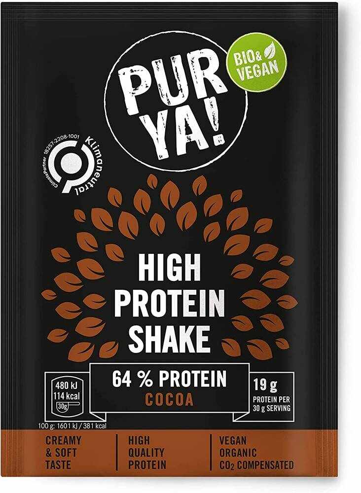 Pulbere pentru shake proteic cu cacao, 64% proteina Eco-Bio 30g Pur Ya