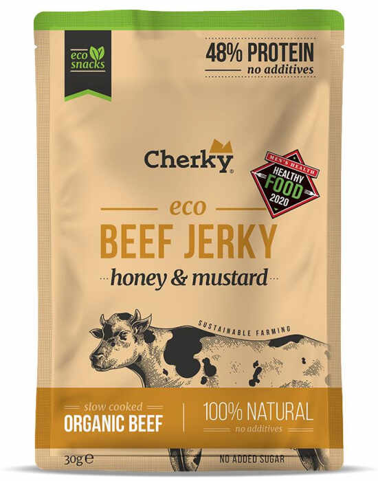 Gustare BIO din carne de vita, miere si mustar(48% proteine) Cherky