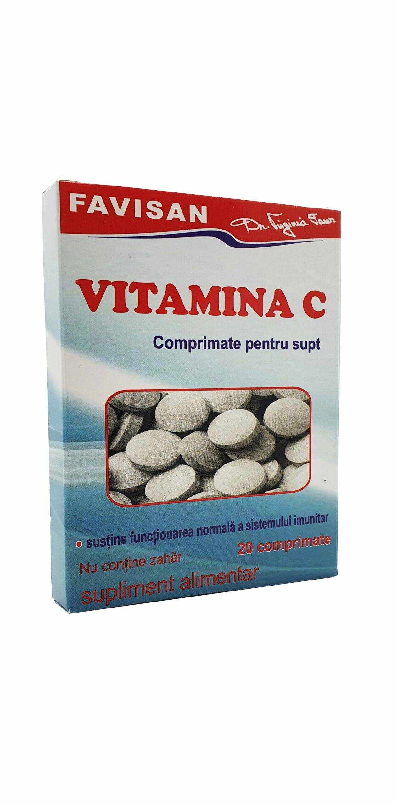 Vitamina C, comprimate pentru supt, 20 comprimate, Favisan