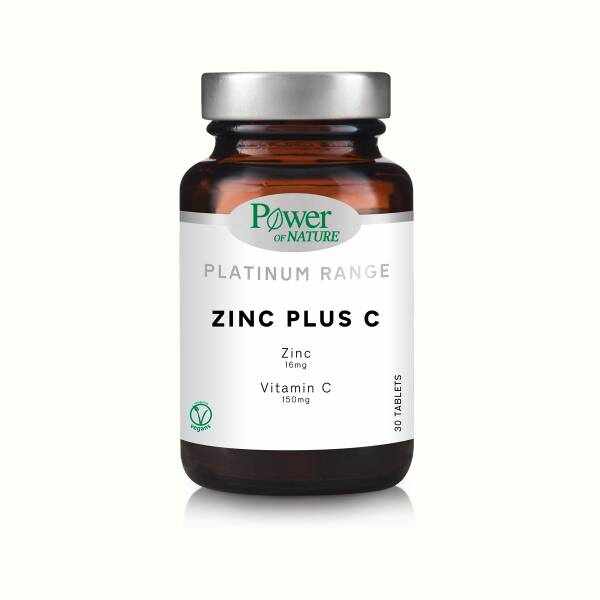 Zinc 16 mg plus Vitamina C 150 mg, 30 tablete Platinum, Power of Nature