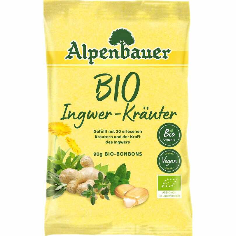 Bomboane umplute cu ghimbir și ierburi Bio 90 g Alpenbauer