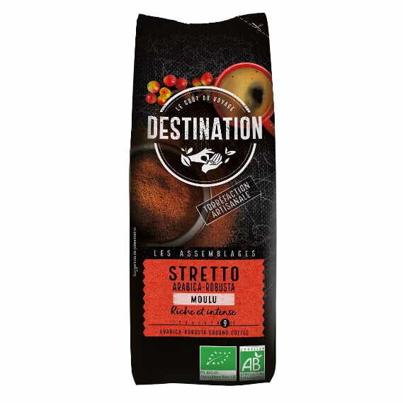 Cafea macinata Arabica Robusta Bio Destination Stretto 250 g