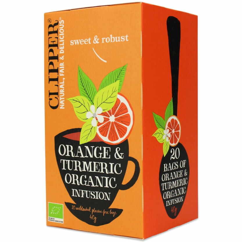 Ceai cu turmeric și coajă de portocală Bio (20 x 2 g) 40 g Clipper