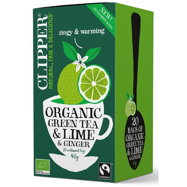 Ceai verde cu lămâie și ghimbir Bio Fair Trade (20 x 2 g) 40 g Clipper