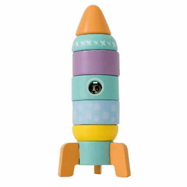 Jucărie rachetă din lemn pentru copii cu vârsta peste 12 luni Sun Baby