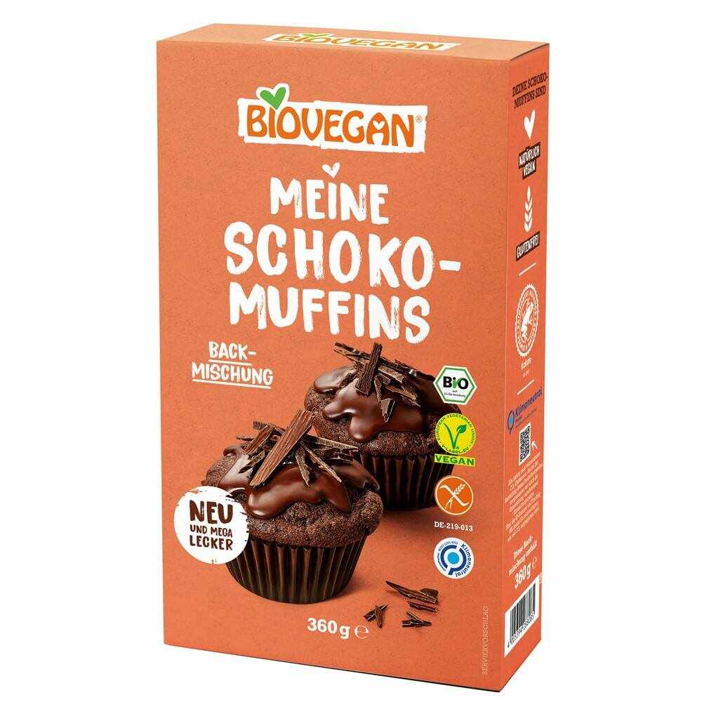 Mix pentru muffins cu ciocolata, eco-bio, fara gluten, 360 g, Biovegan