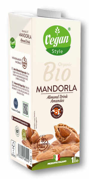 Lapte vegetal BIO, cu 8% migdale siciliene(ideal si pentru cafea) Vegan Style