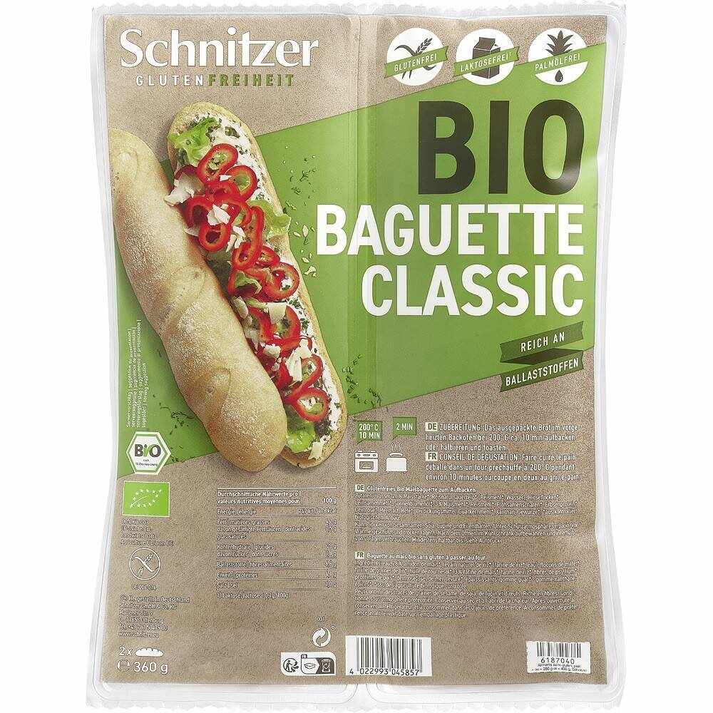 Bagheta clasica, fara gluten, 2 bucati, eco-bio, 360 g, Schnitzer