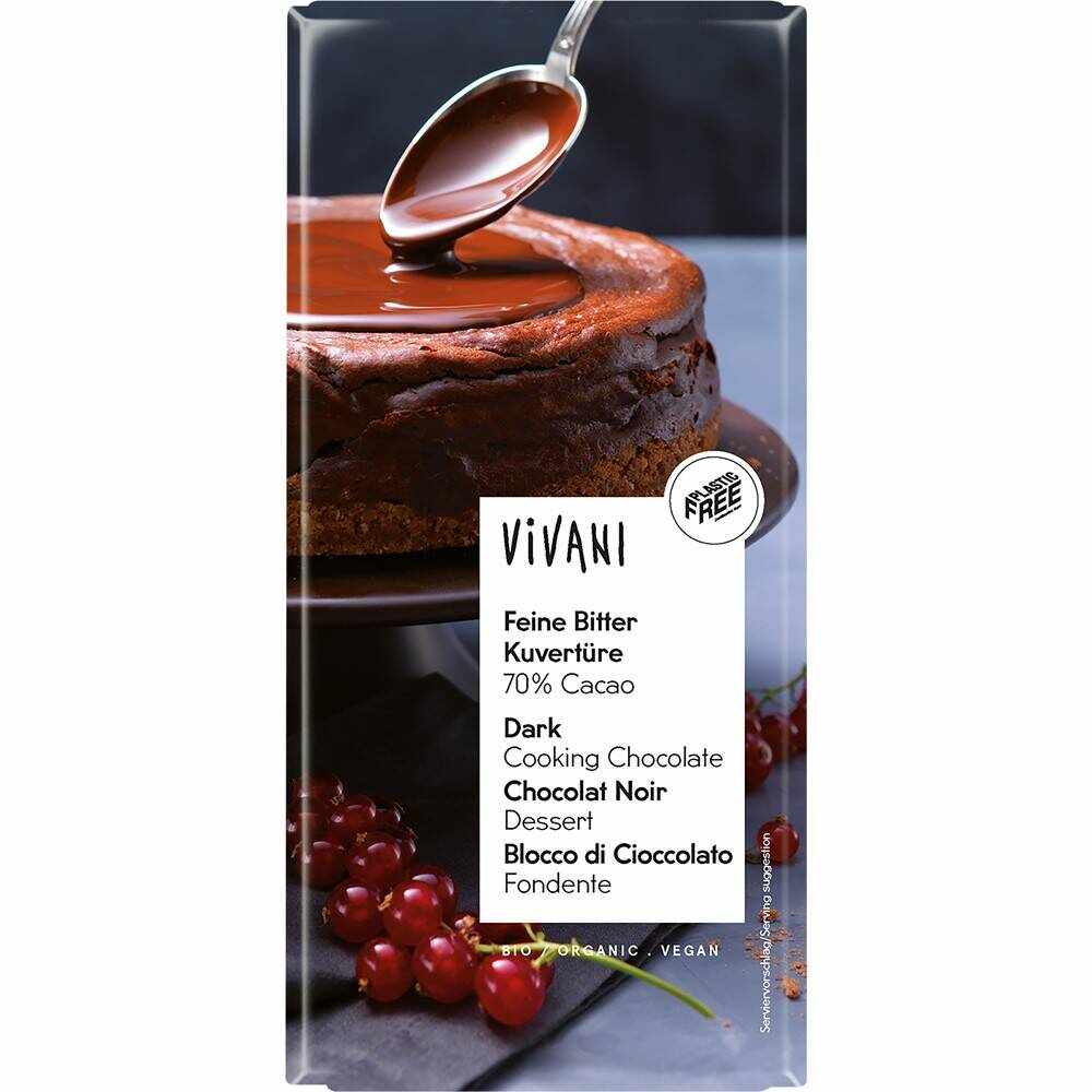 Ciocolata cuvertura amaruie, eco-bio, 200 g, Vivani