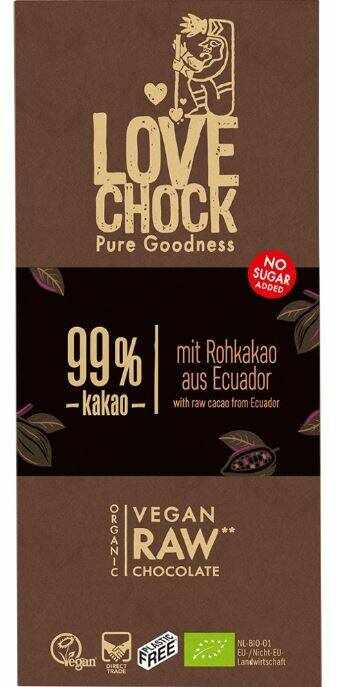 Ciocolata RAW VEGANA extreme dark 99% cacao Eco-Bio 70g - Lovechock