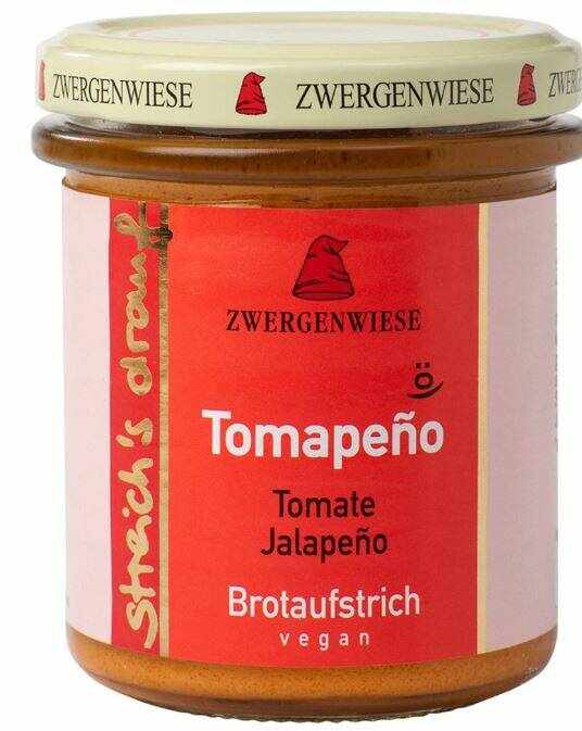 Crema tartinabila vegetala Tomapeno cu rosii si ardei Jalapeno Eco-Bio 160g - Zwergenwiese