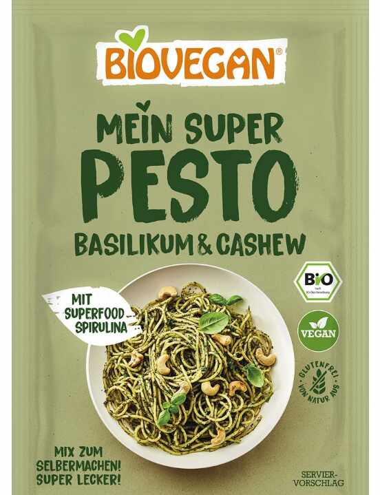 Mix vegan pentru pesto cu busuioc si caju, fara gluten, eco-bio, 17 g, Biovegan