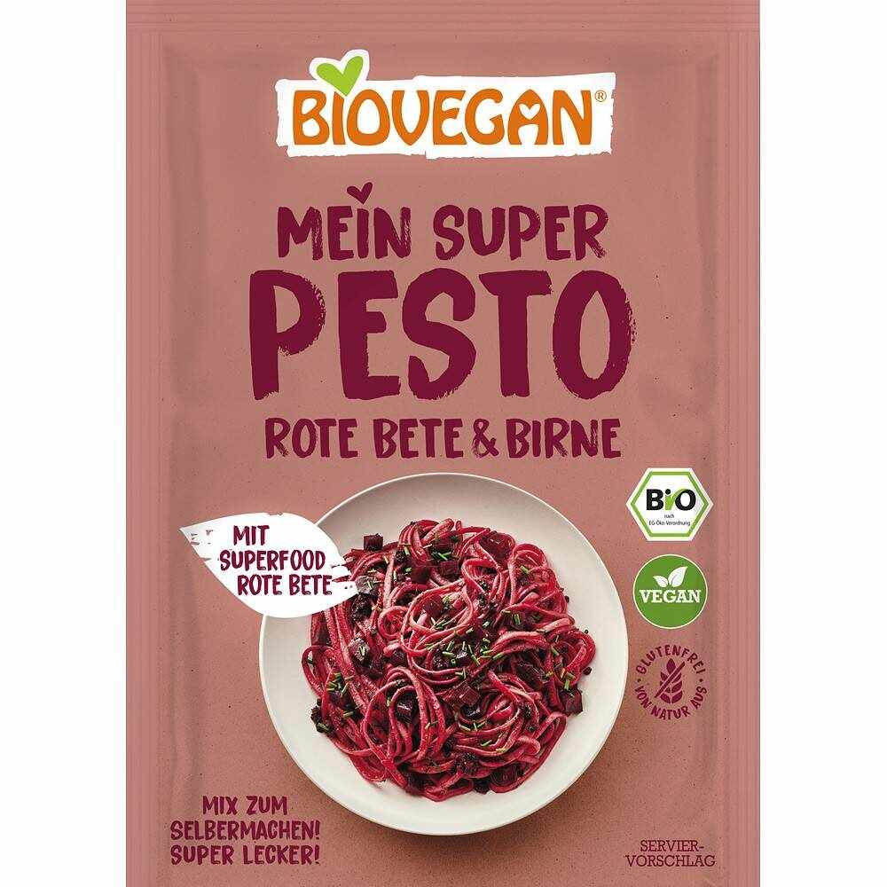 Mix vegan pentru pesto cu sfecla rosie si pere, fara gluten, eco-bio, 17.5 g, Biovegan