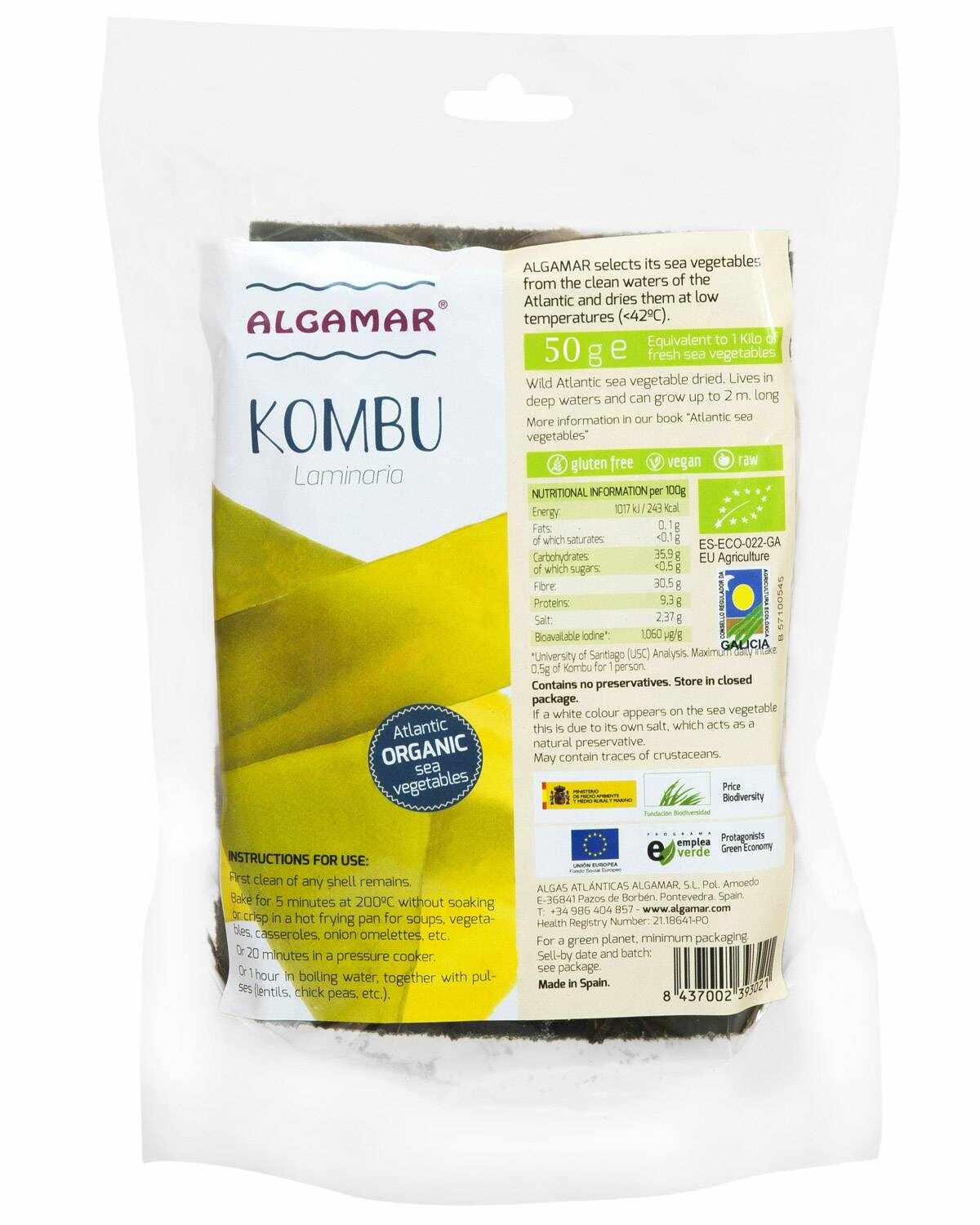 Alge kombu raw, eco-bio, 50 g, Algamar