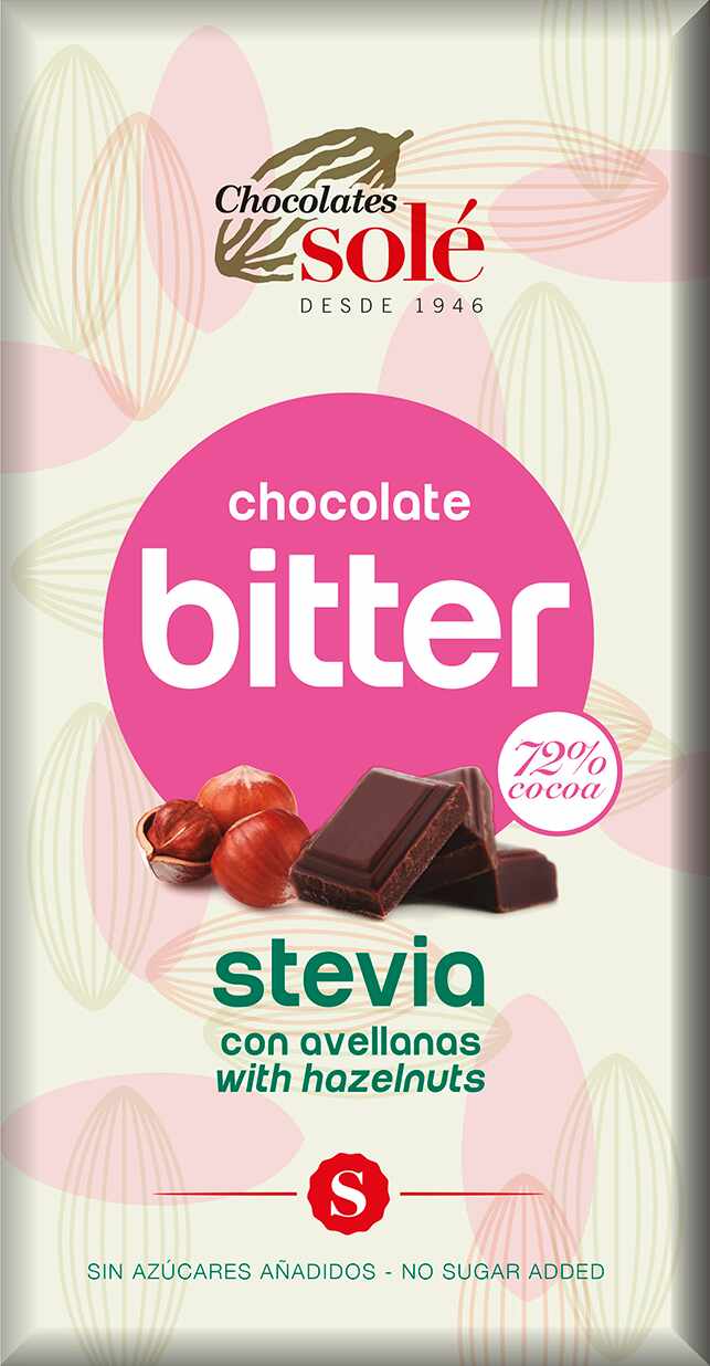 Ciocolata neagra cu alune de padure cu stevie minim 72% cacao 100g - Sole